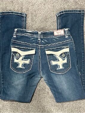 Y2K Laguna Beach Jeans Size 31 Low Rise Straight Leg Contrast Stitch Denim